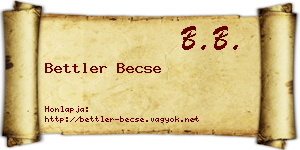 Bettler Becse névjegykártya